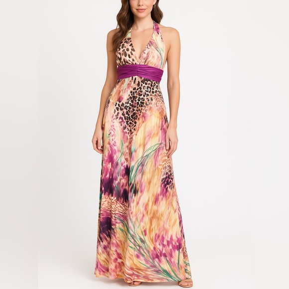 B DARLING Dresses & Skirts - Elegant Multicolor Halter Maxi Dress